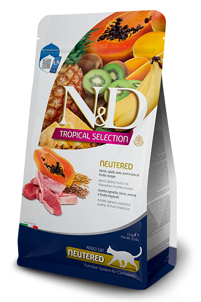 Farmina N&D 低穀物成貓糧 - 羊肉、熱帶水果(絕育貓)5Kg