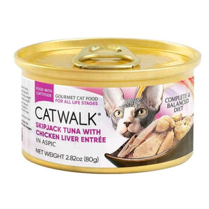 CATWALK貓主食罐頭 - 鰹吞拿魚+雞肝 80g (桃紅)