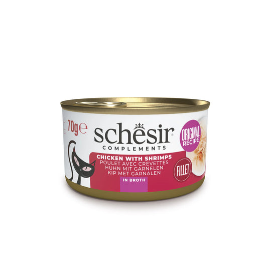 Schesir 雞肉蝦肉雞湯煮貓罐頭70g