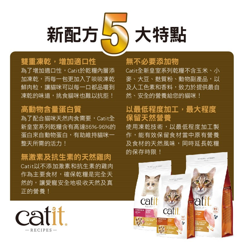 Catit Recipes 皇室系列貓糧 凍乾內層+凍乾鮮雞肉 [成貓]4LB [近期促銷: 28 Dec 2025]