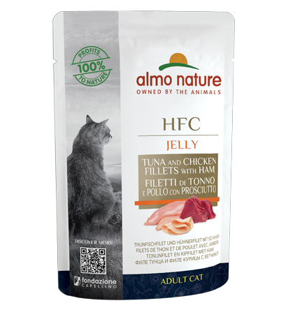 Almo Nature HFC Jelly貓濕糧 - 吞拿魚雞肉火腿(啫喱)55g