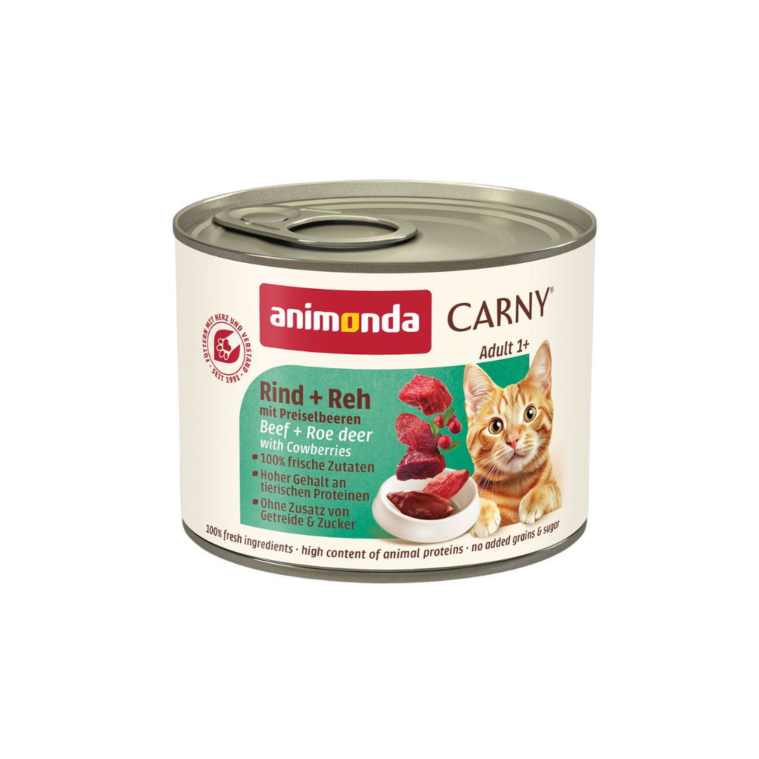 Animonda Carny 德國主食罐 - [成貓 ]牛肉+鹿肉配歐洲紅莓200g