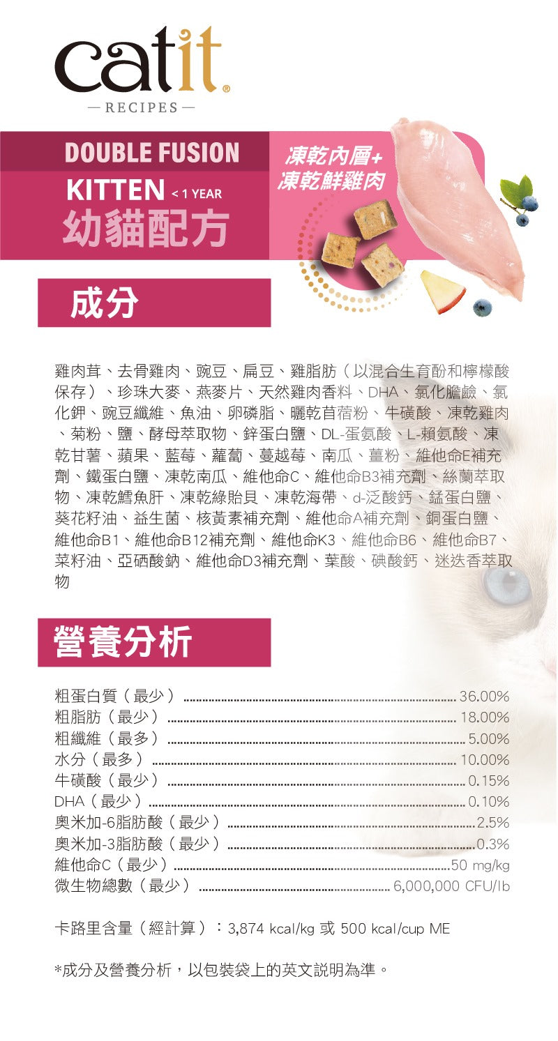 Catit Recipes 皇室系列貓糧 凍乾內層+凍乾鮮雞肉 [幼貓]4LB