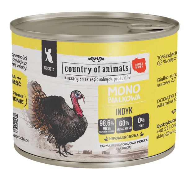 Country Of Animals - 單一蛋白[火雞肉]貓罐頭200g