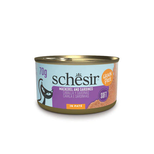 Schesir 無穀鯖魚沙丁魚肉醬貓罐頭70g