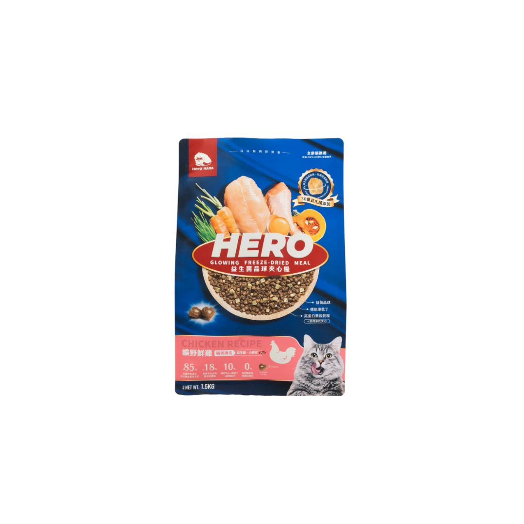 HeroMama【全新升級】益生菌晶球夾心糧 | 全齡貓適用 | 曠野鮮雞（腸胃排毛）400g