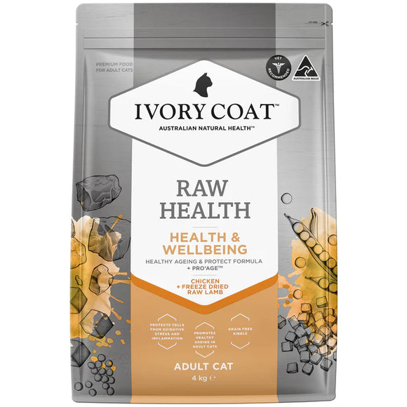 Ivory Coat Raw Health 無穀物雞肉貓糧+生羊肺凍乾 [健康管理養生 成貓配方2Kg]