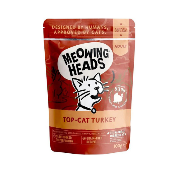 Meowing Heads 貓濕糧包 - 火雞+雞+牛 100g