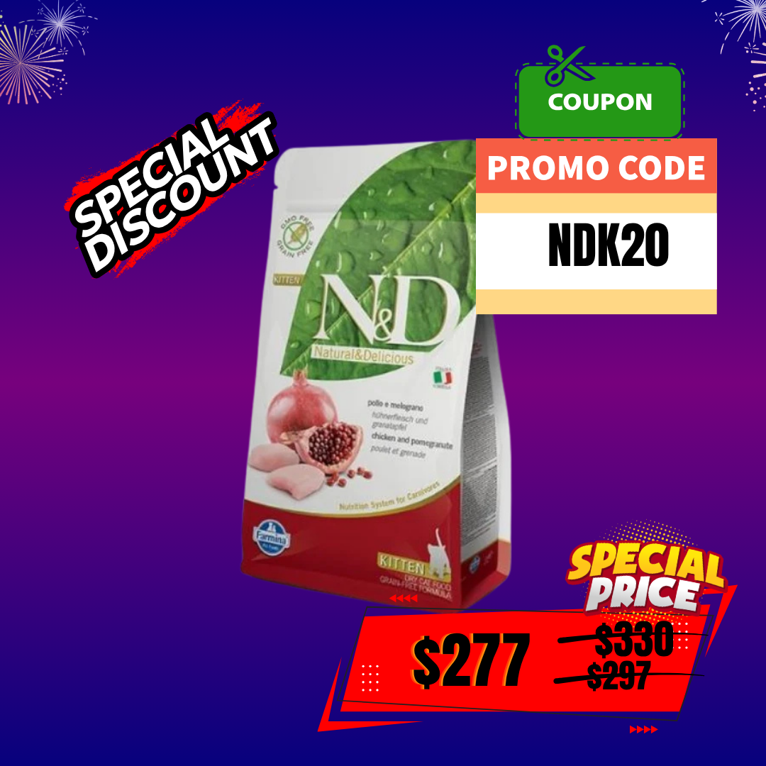 [$20 COUPON] FARMINA N&D 無穀物[幼貓]貓糧- 純雞肉+ 石榴幼貓配方 1.5Kg