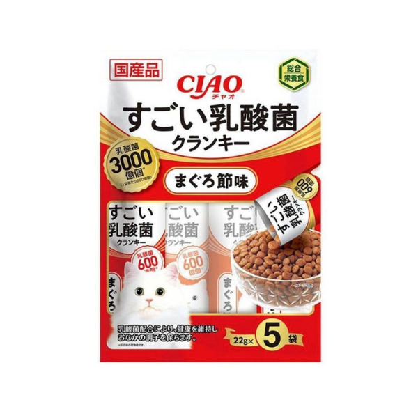 Ciao 貓小食[勁量乳酸菌夾心乾糧] 吞拿魚節味 (22g x5)