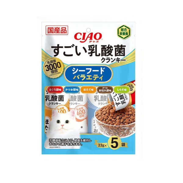 Ciao 貓小食[勁量乳酸菌夾心乾糧]海鮮味  (22g x5)