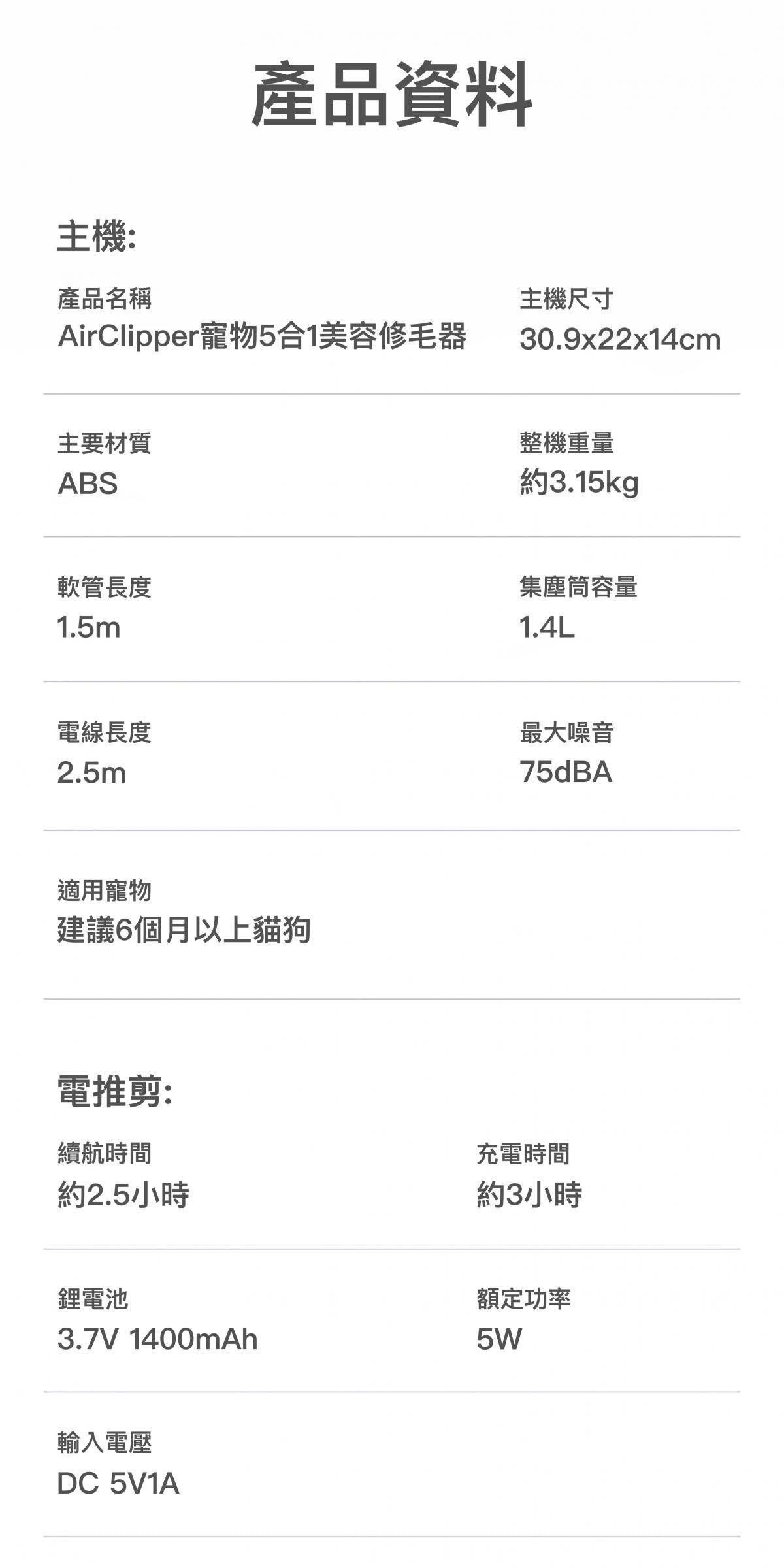 PETKIT -AirClipper寵物5合1美容修毛器 [原裝行貨, 1年保養]