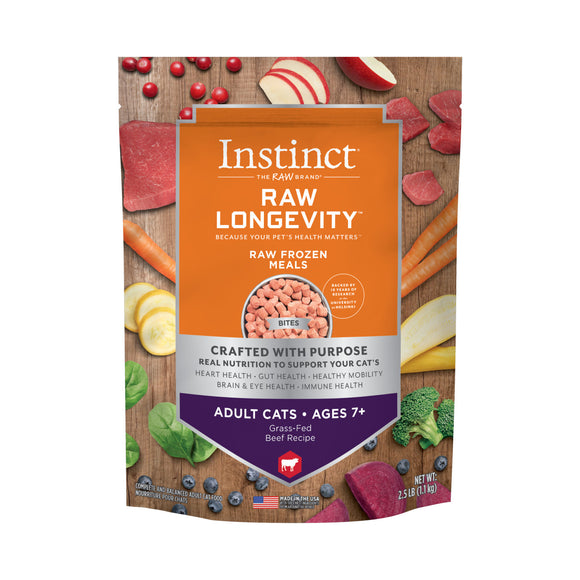 Instinct 本能 長壽 Raw Longevity 100%凍乾生肉主糧草飼牛肉配方 (高齡貓) 9.5Oz