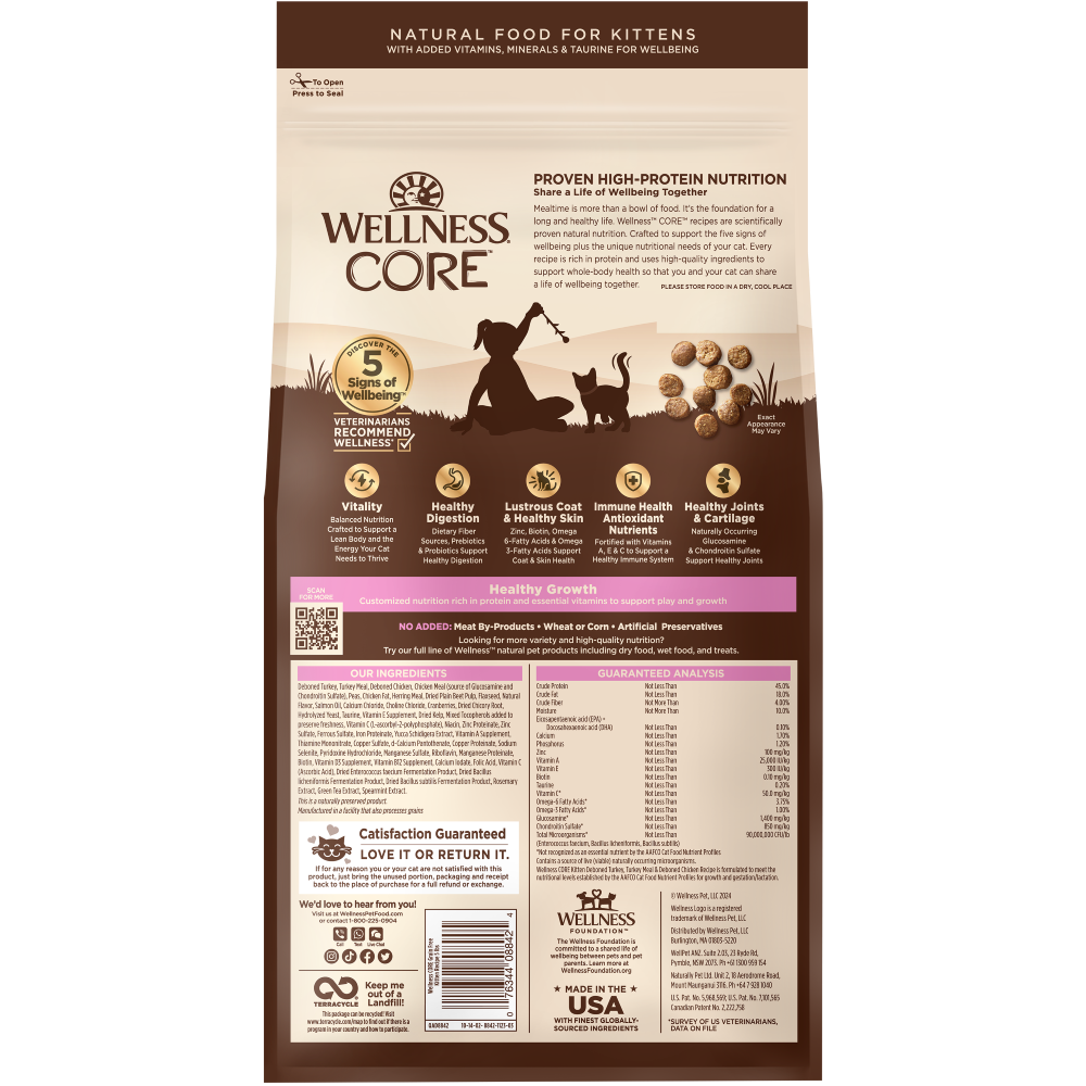 Wellness CORE幼貓糧- 無穀物幼貓配方  5lb (4包裝) [限量送出💝WELLNESS 2026月曆]