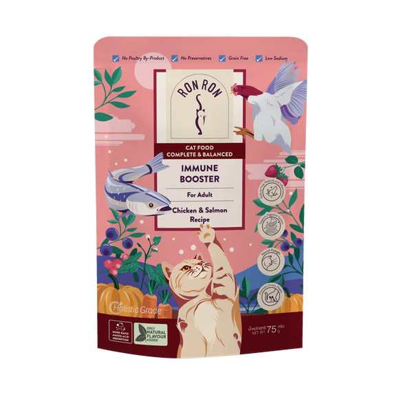 Ron Ron -雞肉三文魚蔬菜湯成貓主食包75g