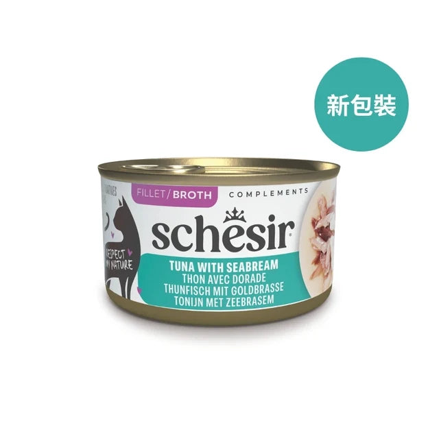 Schesir -吞拿魚鯛魚貓罐頭(湯煮系列) - 70g