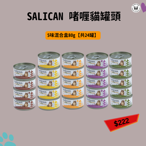 Salican 挪威森林 -啫喱貓罐頭85g[5味混合盒80g【共24罐】]