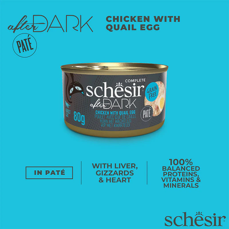 Schesir After Dark  -雞肉&鵪鶉蛋肉醬主食罐80g