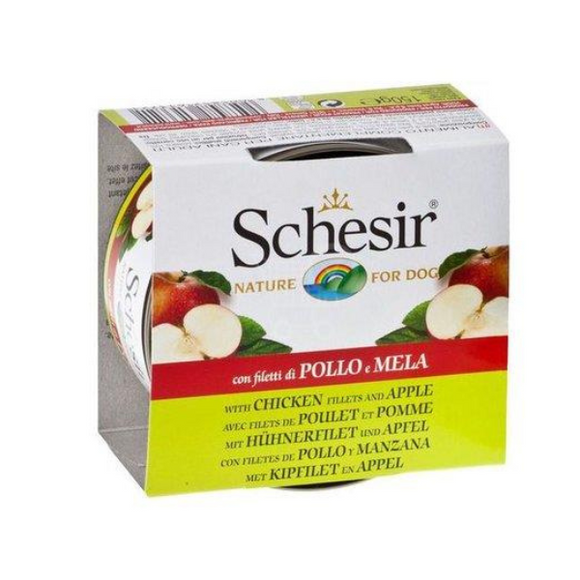 Schesir - 天然水果水煮雞肉蘋果飯貓罐頭75g