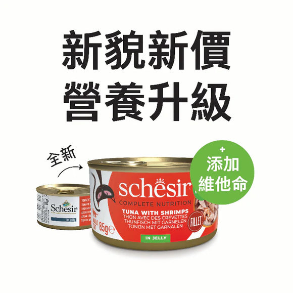 Schesir主食罐 -吞拿魚鮮蝦貓罐頭  [啫喱]85g