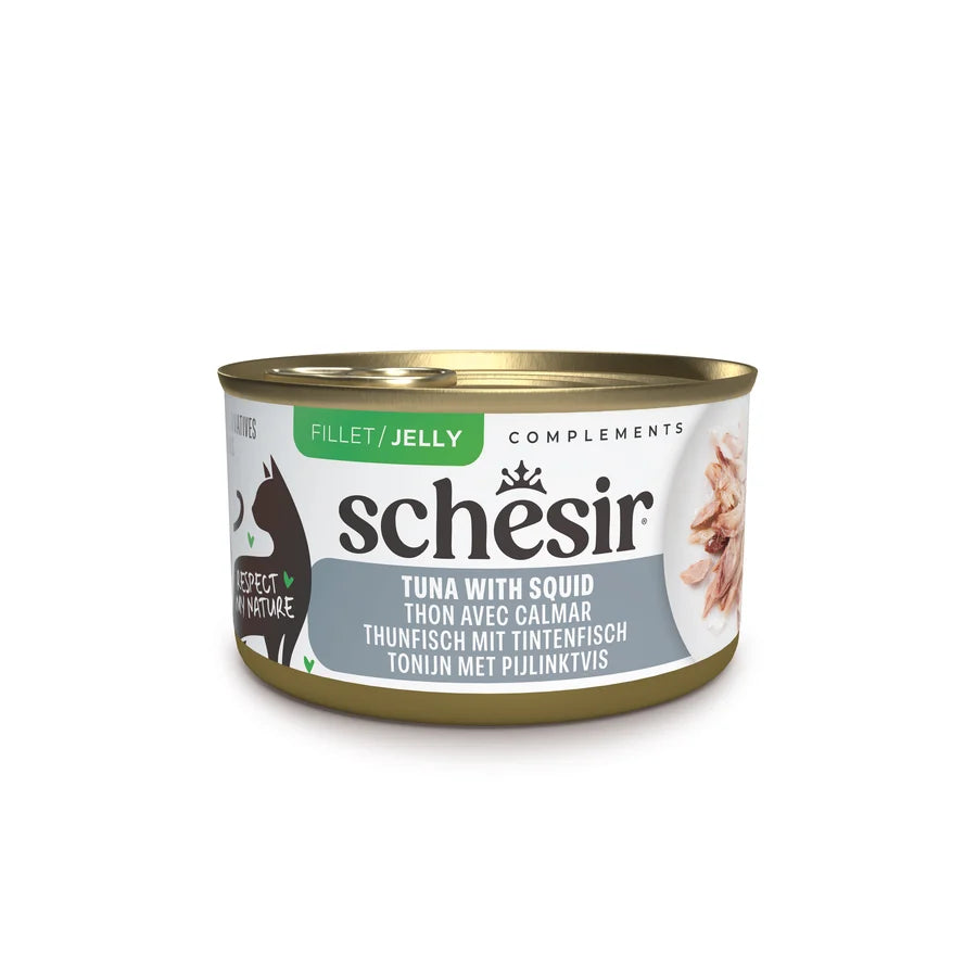 Schesir 雪詩雅 - 吞拿魚魷魚飯[啫喱]貓罐頭70g