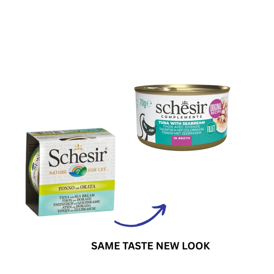 Schesir -吞拿魚鯛魚貓罐頭(湯煮系列) - 70g