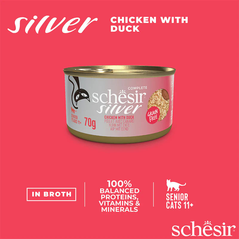 Schesir Silver 高齡貓主食罐 -雞肉&鴨肉70g