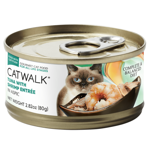 CATWALK貓主食罐頭 - 鰹吞拿魚+海蝦 80g (墨綠)