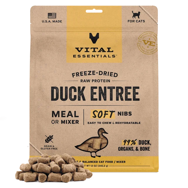 Vital Essentials 鴨肉貓糧- 凍乾[軟粒]12Oz