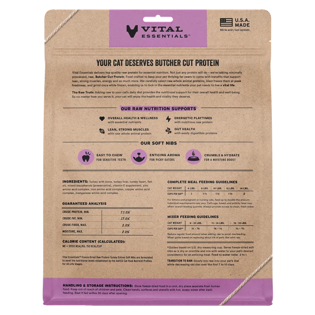 Vital Essentials 火雞貓糧- 凍乾[軟粒]12Oz