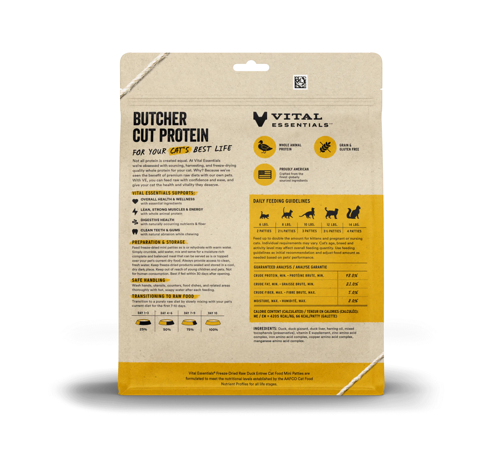 Vital Essentials 鴨肉貓糧- 凍乾脫水迷你肉餅8Oz