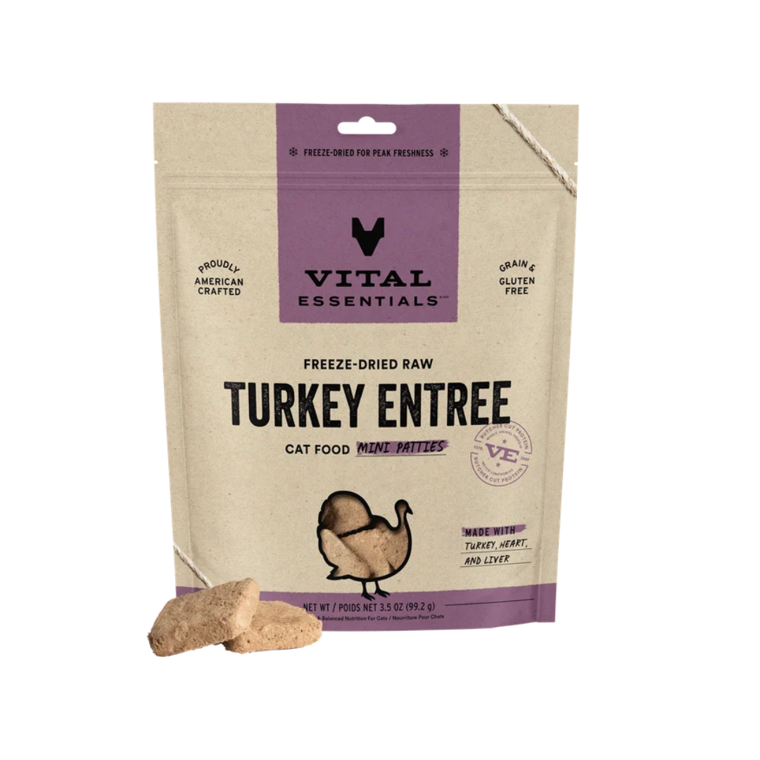 Vital Essentials 火雞貓糧- 凍乾脫水迷你肉餅3.5Oz [Exp Date: 25/2/2027]