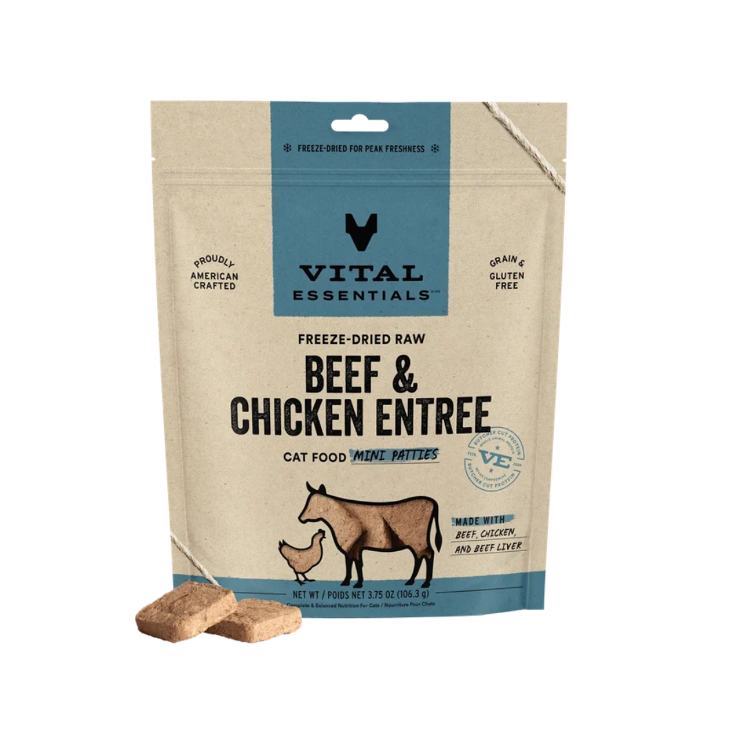 Vital Essentials 牛雞貓糧- 凍乾脫水迷你肉餅3.5Oz [Exp Date: 2026/12/05]