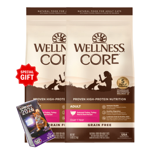 Wellness CORE貓糧-無穀物火雞拼鴨肉配方   11lb X2 [限量送出💝WELLNESS 2026月曆]