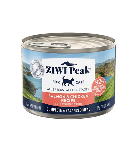 Ziwipeak 巔峰貓貓主食罐 - 雙重風味鮮肉罐 [三文魚及雞肉配方] 185g | 全新口味登場