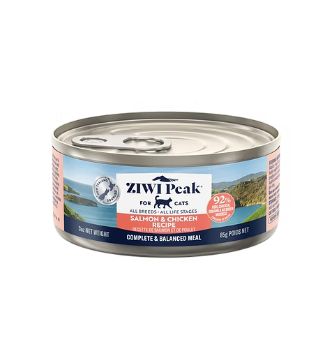 Ziwipeak 巔峰貓貓主食罐 - 雙重風味鮮肉罐 [三文魚及雞肉配方] 85g | 全新口味登場