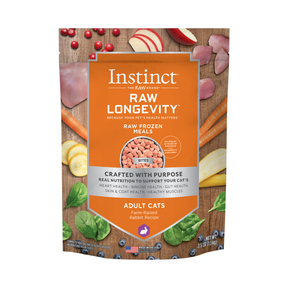 Instinct 本能 長壽 Raw Longevity 100%凍乾生肉主糧兔子配方 (成貓) 9.5Oz