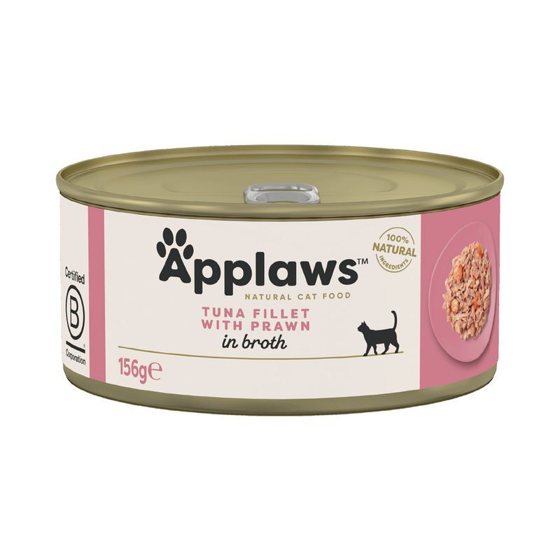 Applaws 肉絲湯系列貓罐 - 吞拿魚及蝦 156g