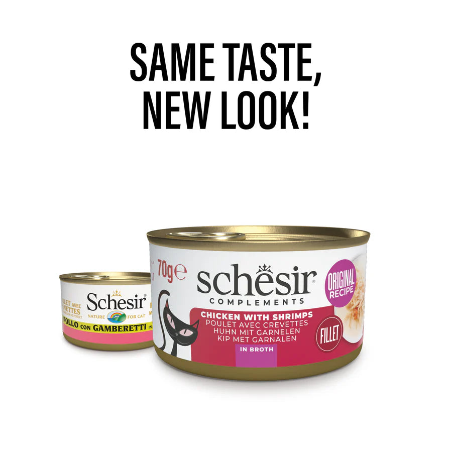 Schesir 雞肉蝦肉雞湯煮貓罐頭70g