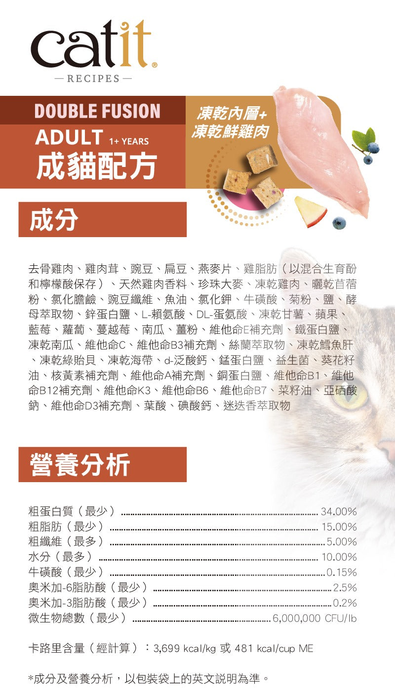 Catit Recipes 皇室系列貓糧 凍乾內層+凍乾鮮雞肉 [成貓]4LB [近期促銷: 28 Dec 2025]
