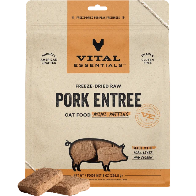 Vital Essentials 豬肉貓糧- 凍乾脫水迷你肉餅8OZ