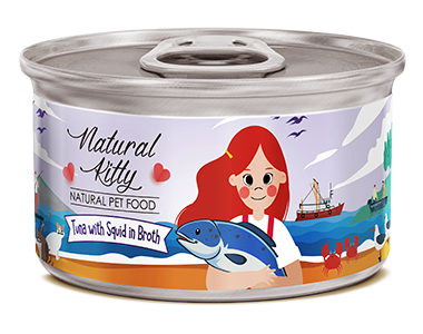 Natural Kitty - 100% 鮮吞拿魚+魷魚魚湯低磷貓罐頭 (80g)