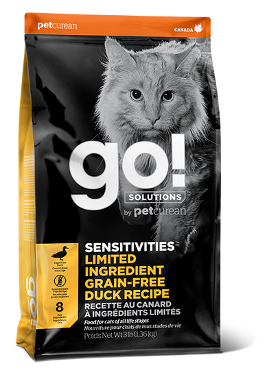 GO! SOLUTIONS 貓糧- 低敏美毛系列 無穀物鴨肉貓糧配方8lb [Exp Date:  Apr 2025]
