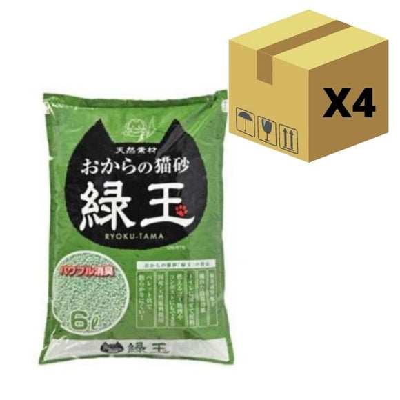 日本Hitachi RYOYU-TAMA 綠玉豆腐貓砂- 綠茶味 6L(原箱 - 4包)