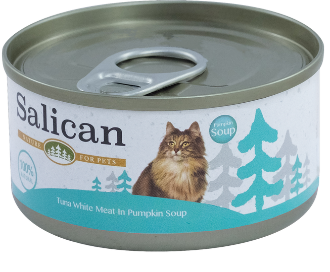 Salican 挪威森林 - 白肉吞拿魚、南瓜湯貓罐頭85g (粉藍)