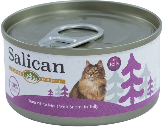 Salican 挪威森林 - 白肉吞拿魚、蟹肉啫喱貓罐頭85g