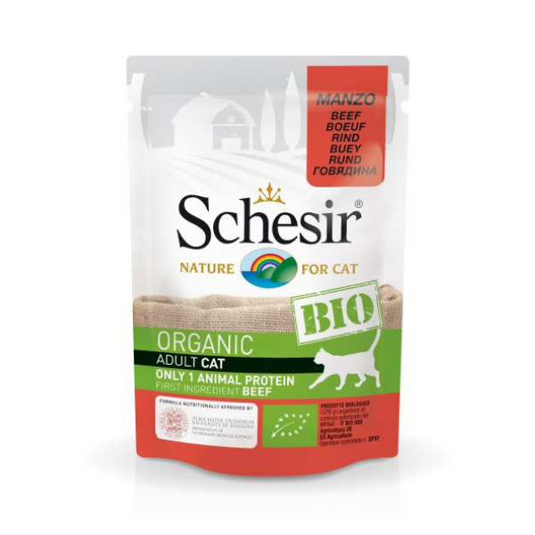 Schesir Bio- 有機牛肉成貓主食餐包85g