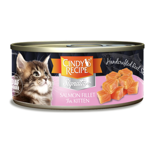 Cindy’s Recipe® Signature貓罐 - 三文魚肉湯[幼貓]黑罐 70g (粉紅)