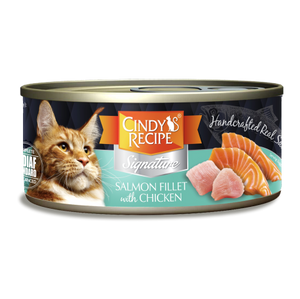 Cindy’s Recipe® Signature貓罐 - 三文魚配雞肉湯黑罐 70g (湖水綠)