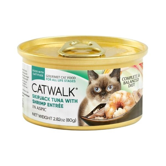 CATWALK貓主食罐頭 - 鰹吞拿魚+海蝦 80g (墨綠)_01